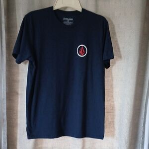 Volcom Men's Dark Blue Tee with Red Logo